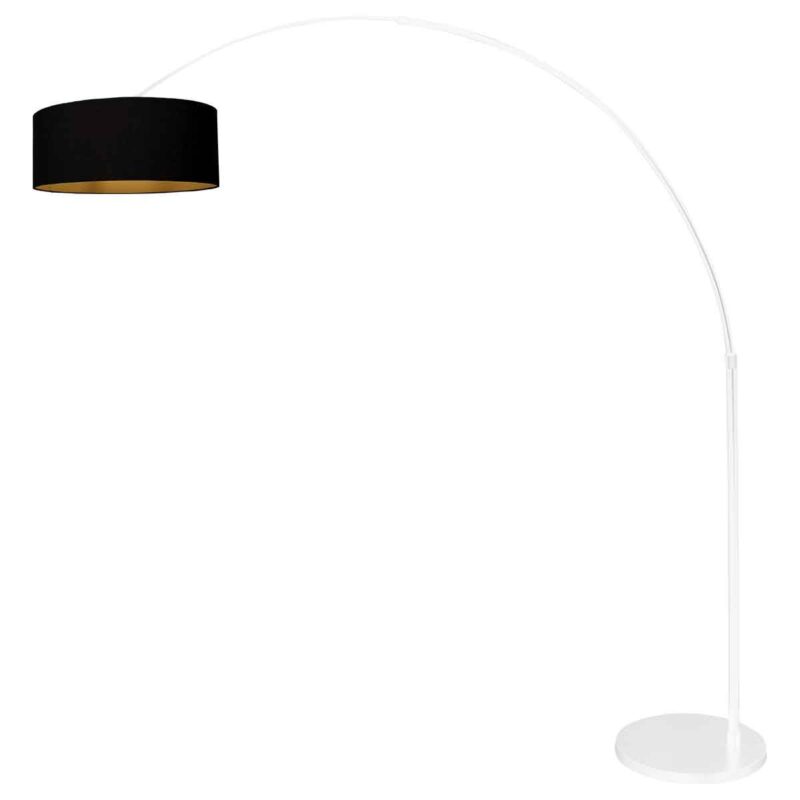 Witte vloerlamp / booglamp Sparkled Light 3964W met zwart linnen kap - Afbeelding 2
