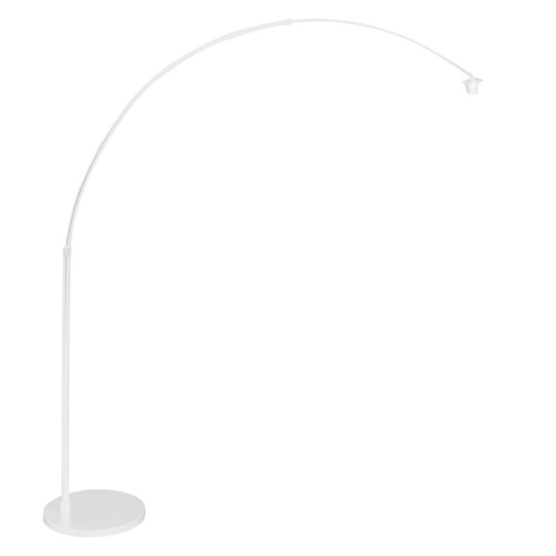 Witte vloerlamp / booglamp Sparkled Light 3964W met zwart linnen kap - Afbeelding 4