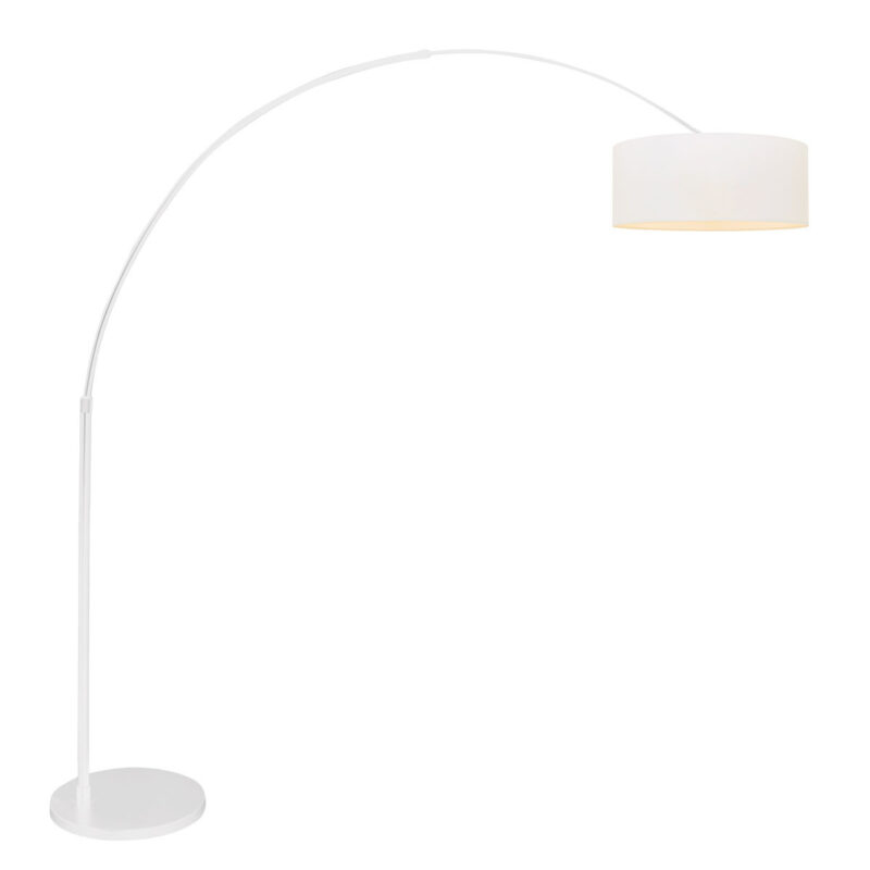 Witte vloerlamp / booglamp Sparkled Light 7166W met wit linnen kap - Afbeelding 2