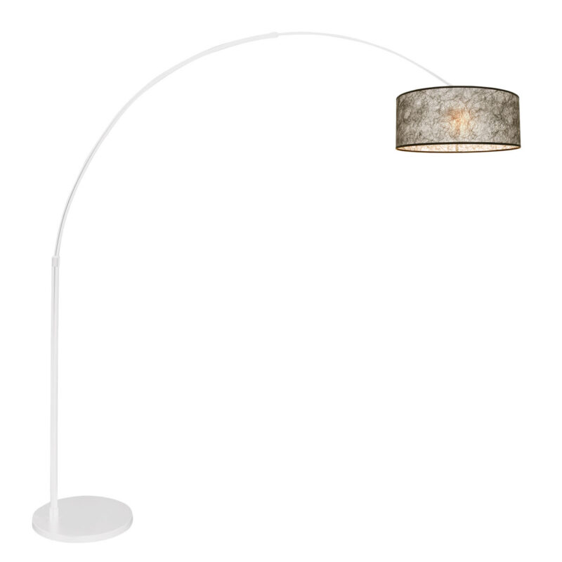 Witte vloerlamp / booglamp Sparkled Light 7167W met Sizoflor zwarte kap - Afbeelding 2
