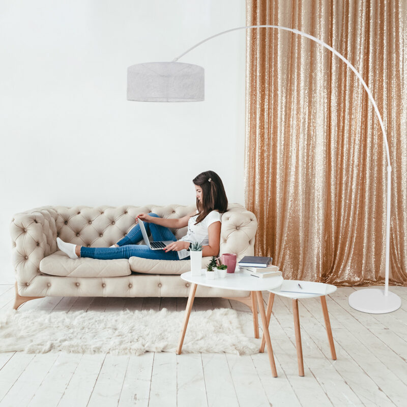 Witte vloerlamp / booglamp Sparkled Light 7168W met Sizoflor Zilver kap - Afbeelding 3