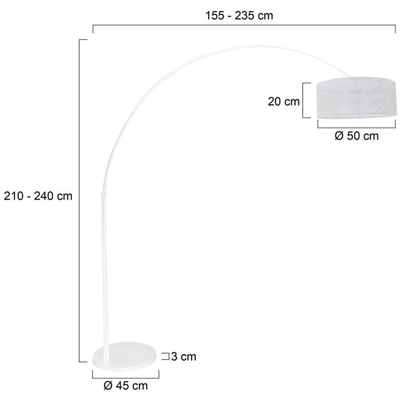 Witte vloerlamp / booglamp Sparkled Light 7168W met Sizoflor Zilver kap - Afbeelding 7