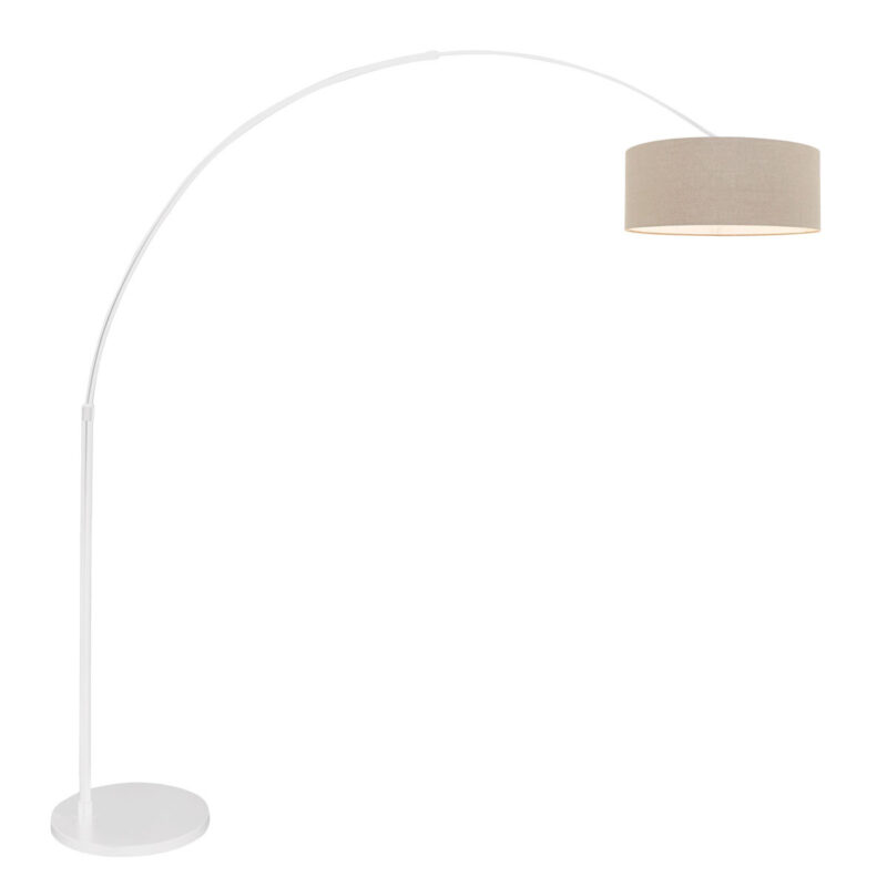 Witte vloerlamp / booglamp Sparkled Light 7170W met grijs grof linnen kap - Afbeelding 2