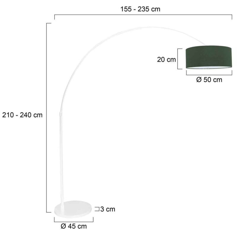 Witte vloerlamp / booglamp Sparkled Light 7171W met groen velours kap - Afbeelding 7