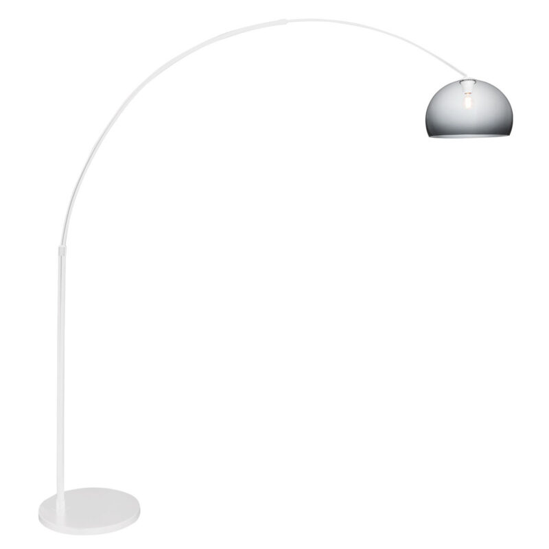 Witte vloerlamp / booglamp Sparkled Light 7349W met grijs kunststof bol kap - Afbeelding 2