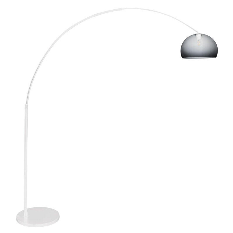 Witte vloerlamp / booglamp Sparkled Light 7349W met grijs kunststof bol kap