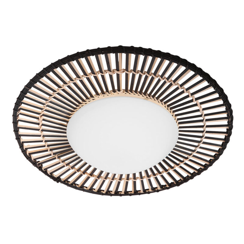 Zwart / bamboe plafondlamp Aura Ø50 cm 3866ZW met 4 standen functie - Afbeelding 2