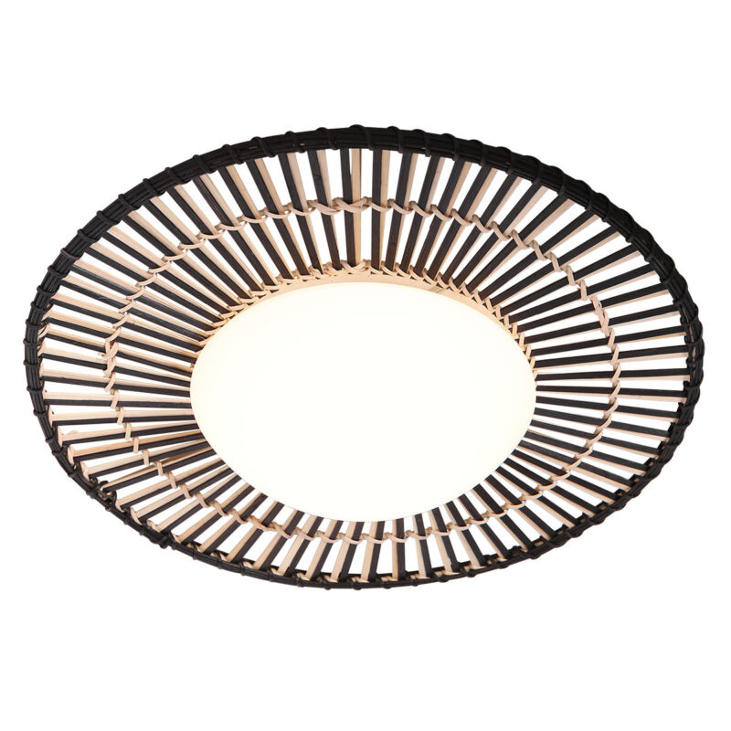 Zwart / bamboe plafondlamp Aura Ø50 cm 3866ZW met 4 standen functie - Afbeelding 10