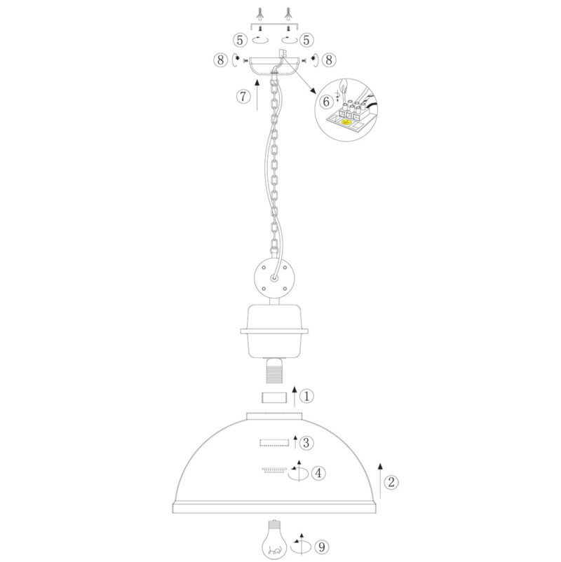 Zwart chromen hanglamp Gaeve 2661ZW Ø50cm E27 fitting - Afbeelding 9
