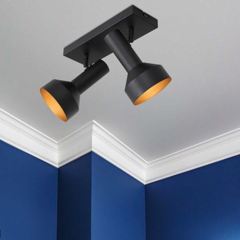 Zwart gouden 2 lichts plafond spot Bundle 3336ZW - Afbeelding 3