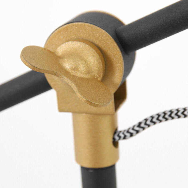 Zwart gouden stoere tafellamp Nove 1321ZW met E27 fitting - Afbeelding 11