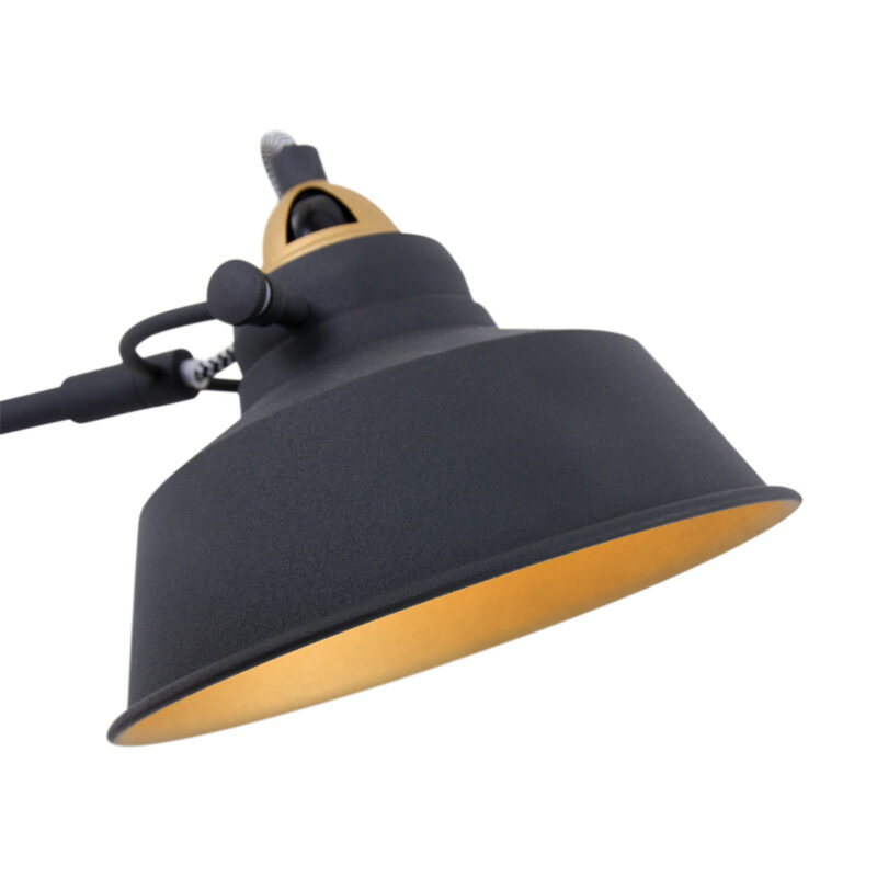 Zwart gouden stoere tafellamp Nove 1321ZW met E27 fitting - Afbeelding 5