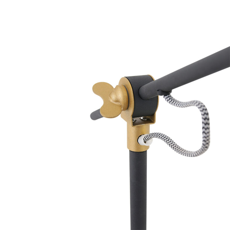 Zwart gouden stoere tafellamp Nove 1321ZW met E27 fitting - Afbeelding 6