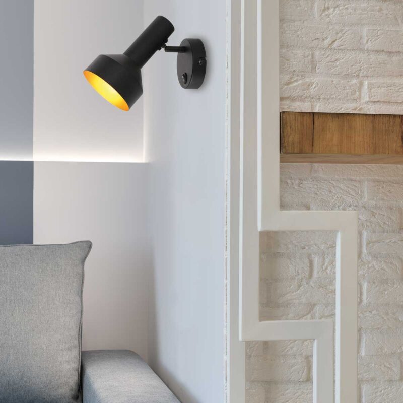 Zwart gouden wandlamp Bundle 3335ZW met schakelaar - Afbeelding 3