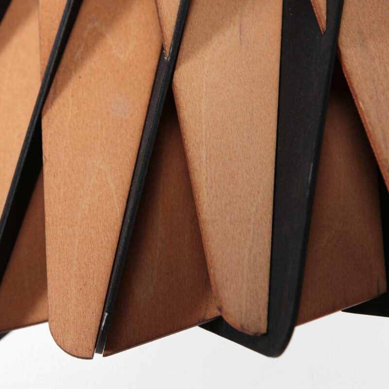 Zwart met blank houten hanglamp Maze 3490BE rond 46cm - Afbeelding 5