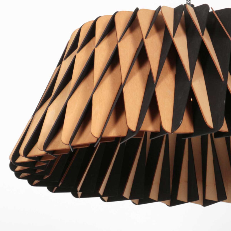 Zwart met blank houten hanglamp Maze 3490BE rond 46cm - Afbeelding 6