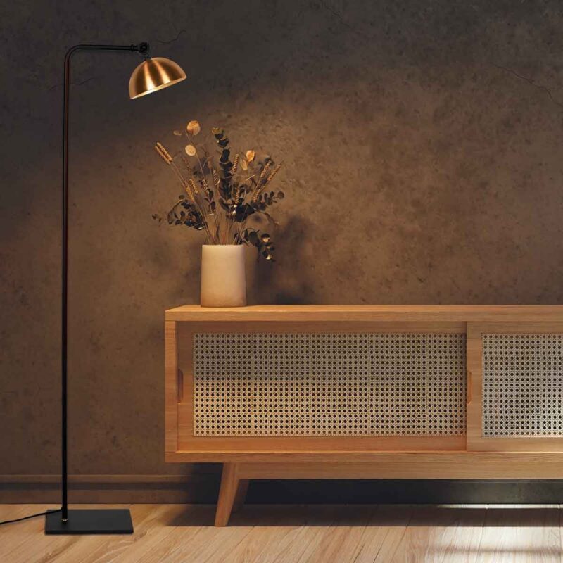 Zwart met bronzen vloerlamp Pintino 4125ZW GU10 fitting - Afbeelding 3