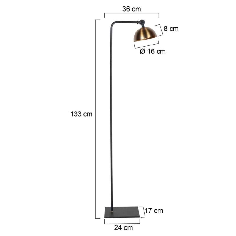 Zwart met bronzen vloerlamp Pintino 4125ZW GU10 fitting - Afbeelding 7