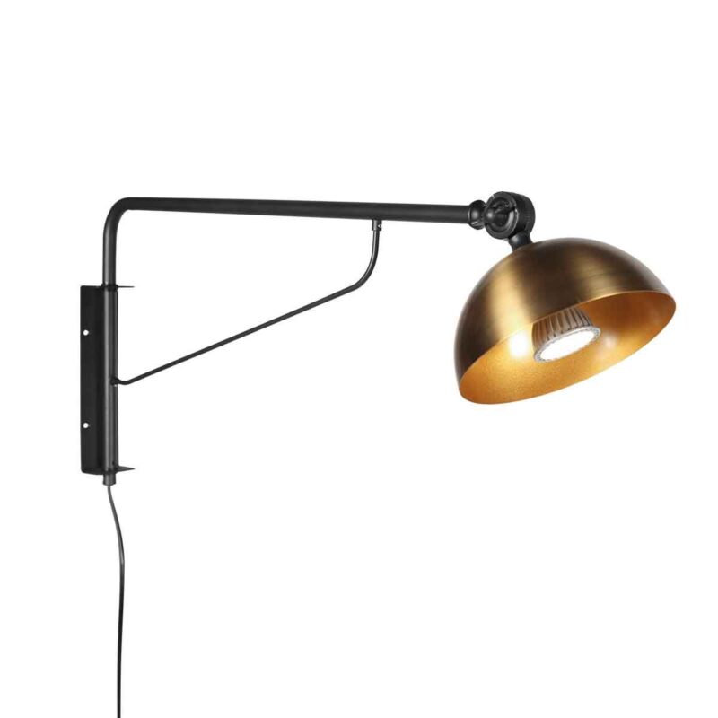Zwart met bronzen wandlamp Pintino 4126ZW GU10 fitting - Afbeelding 2