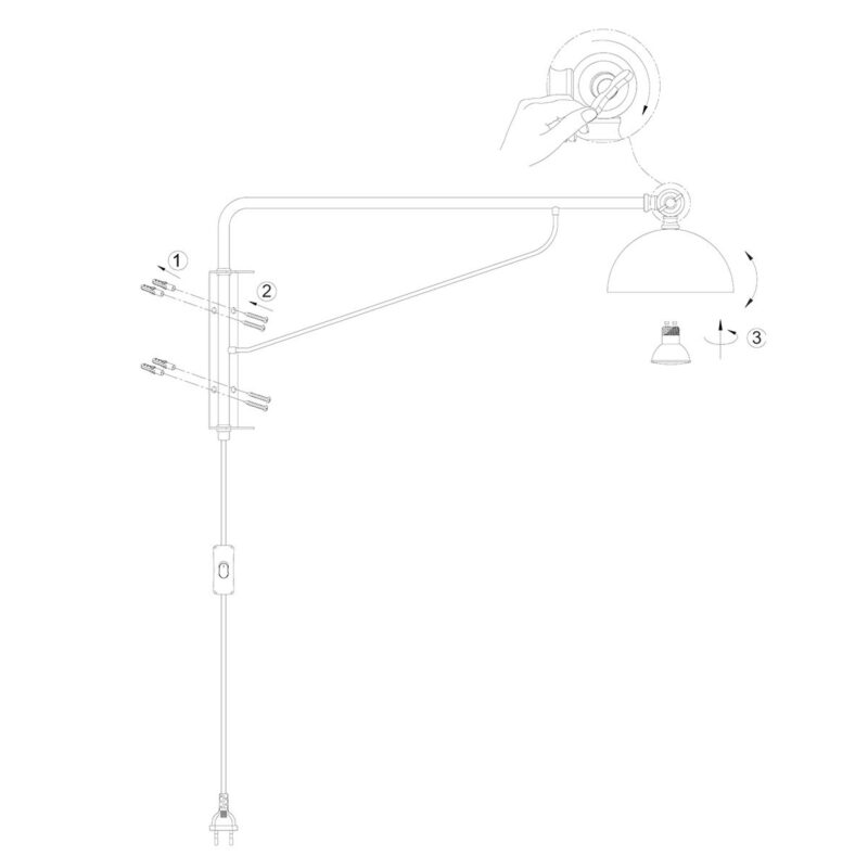 Zwart met bronzen wandlamp Pintino 4126ZW GU10 fitting - Afbeelding 7