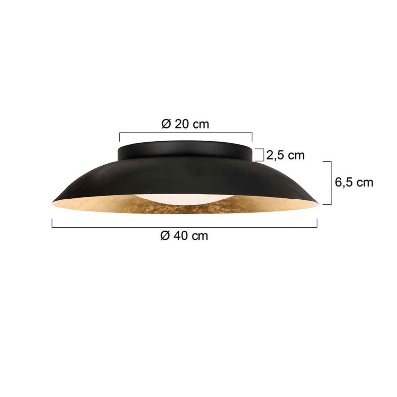 Zwart met gouden Plafondlamp Brotke 4127ZW 3 staps dimbaar - Afbeelding 7