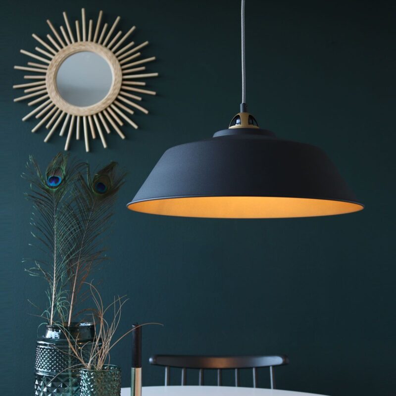 Zwart met gouden hanglamp Nove 1318ZW Ø42cm met E27 fitting - Afbeelding 3