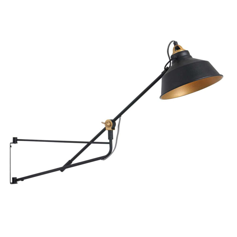 Aplique de pared negro con dorado Nove 3092ZW con brazo largo - Imagen 2