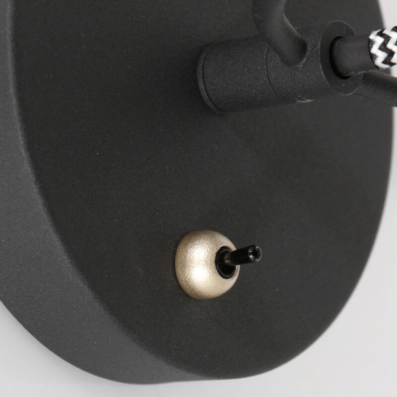 Zwart met gouden wandlamp Nove 3326ZW met korte arm - Afbeelding 11