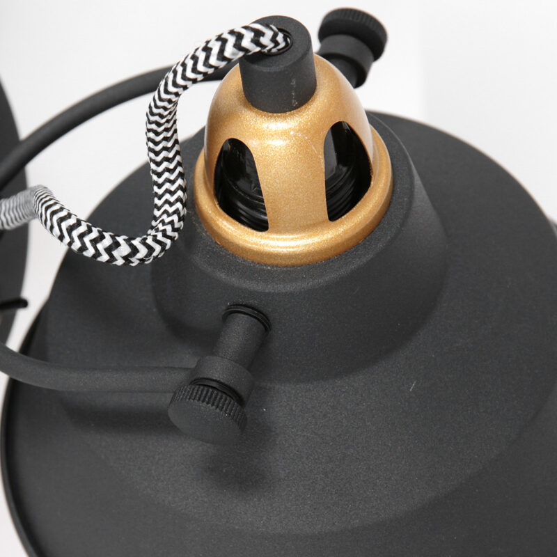 Zwart met gouden wandlamp Nove 3326ZW met korte arm - Afbeelding 5