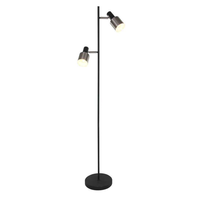 Zwart met stalen vloerlamp Fjorgard 1702ZW met E27 fitting - Afbeelding 2