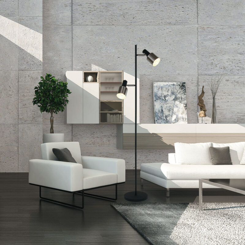 Zwart met stalen vloerlamp Fjorgard 1702ZW met E27 fitting - Afbeelding 3