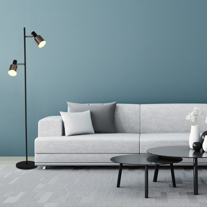 Zwart met stalen vloerlamp Fjorgard 1702ZW met E27 fitting - Afbeelding 4