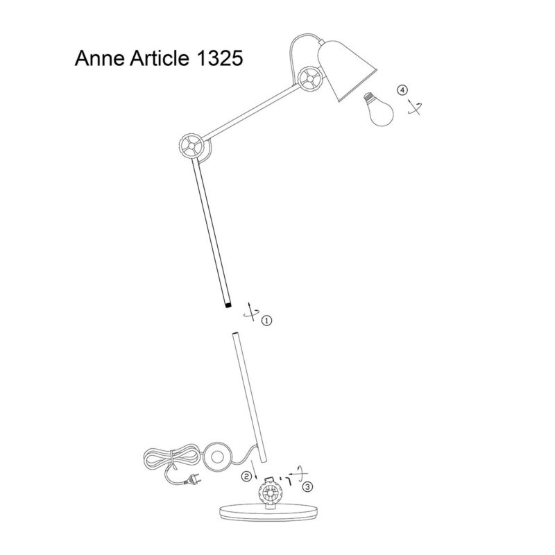 Zwart met witte staande lamp Dolphin 1325ZW met E27 fitting - Afbeelding 9