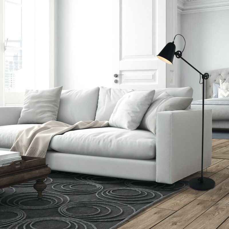 Zwart met witte staande lamp Dolphin 1325ZW met E27 fitting - Afbeelding 3
