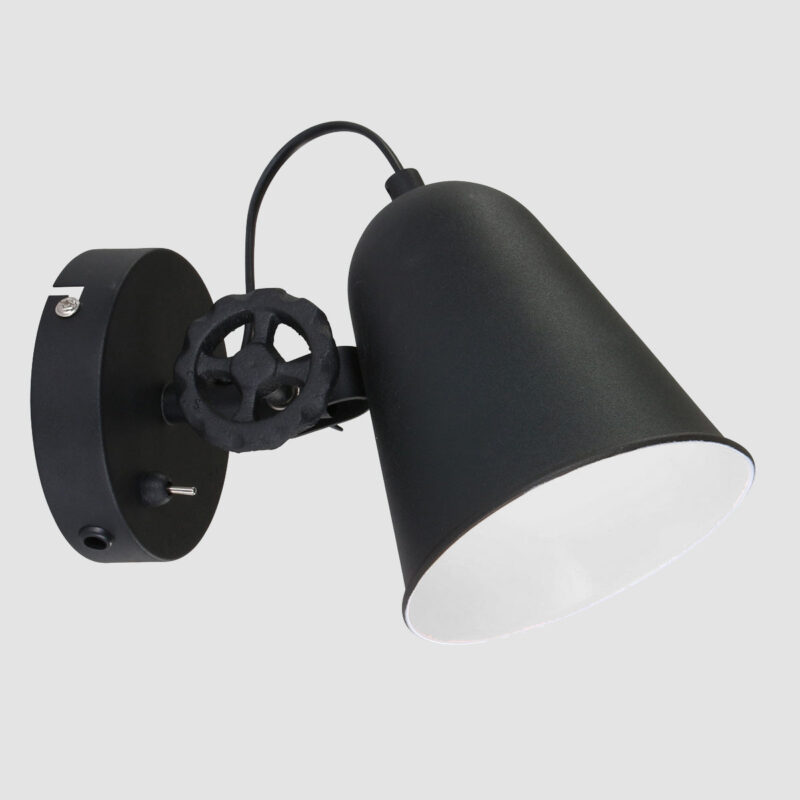 Zwart met witte wandlamp Dolphin 1323ZW met E27 fitting - Afbeelding 11