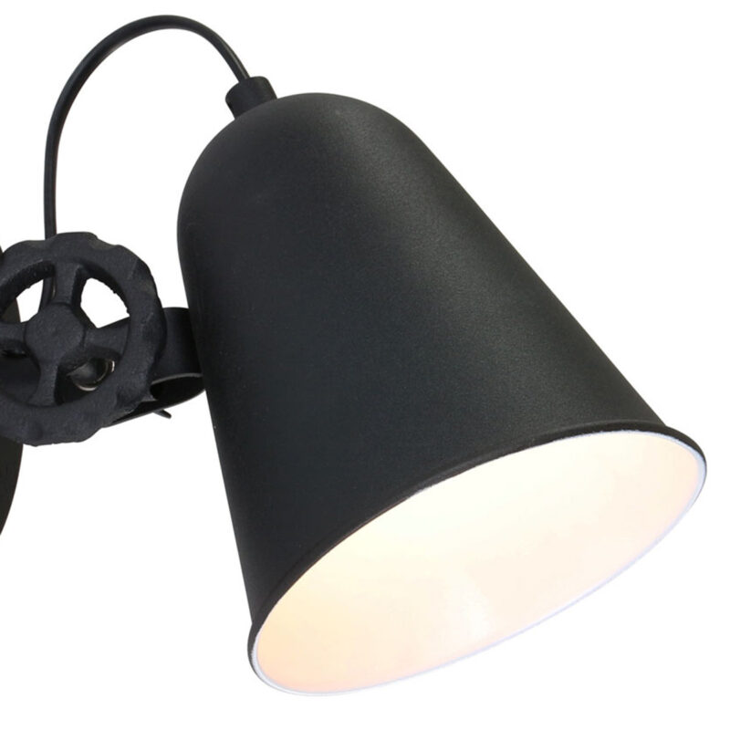 Zwart met witte wandlamp Dolphin 1323ZW met E27 fitting - Afbeelding 12