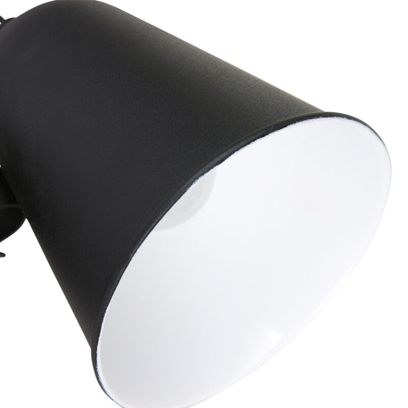 Zwart met witte wandlamp Dolphin 1323ZW met E27 fitting - Afbeelding 5