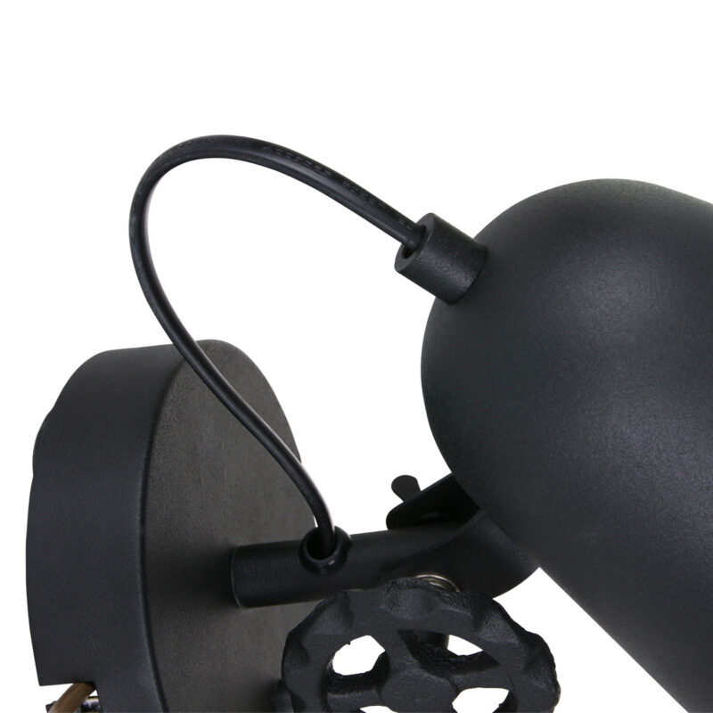 Zwart met witte wandlamp Dolphin 1323ZW met E27 fitting - Afbeelding 6