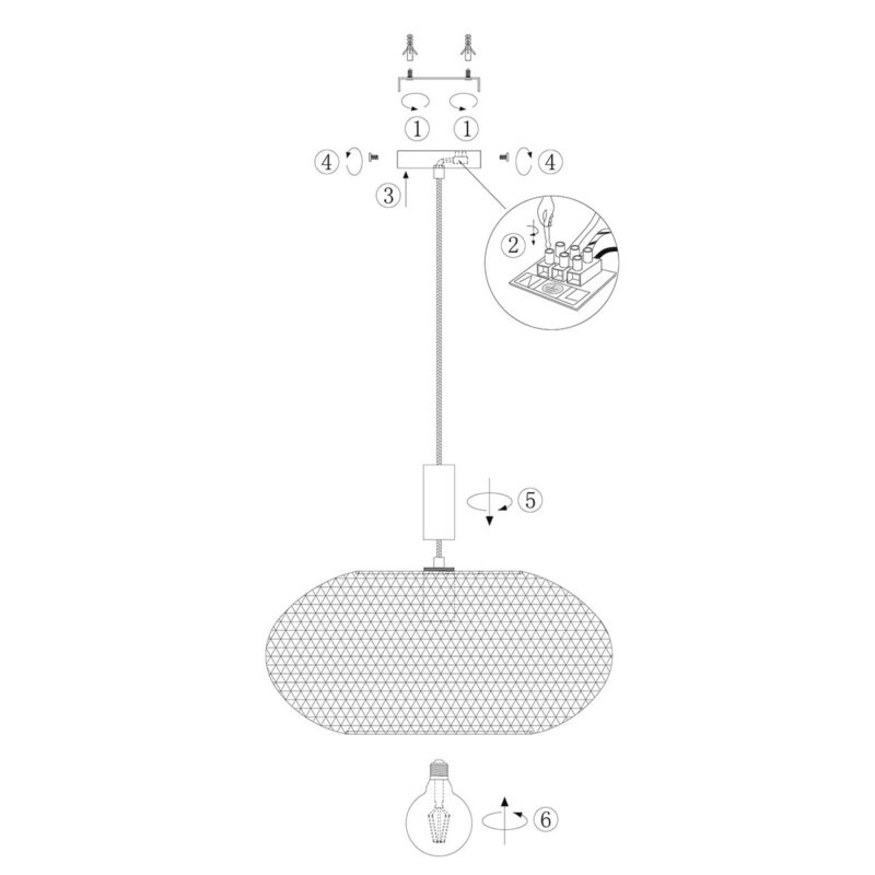 Zwart open hanglamp Cloud 3331ZW met E27 Ø50 cm - Afbeelding 9