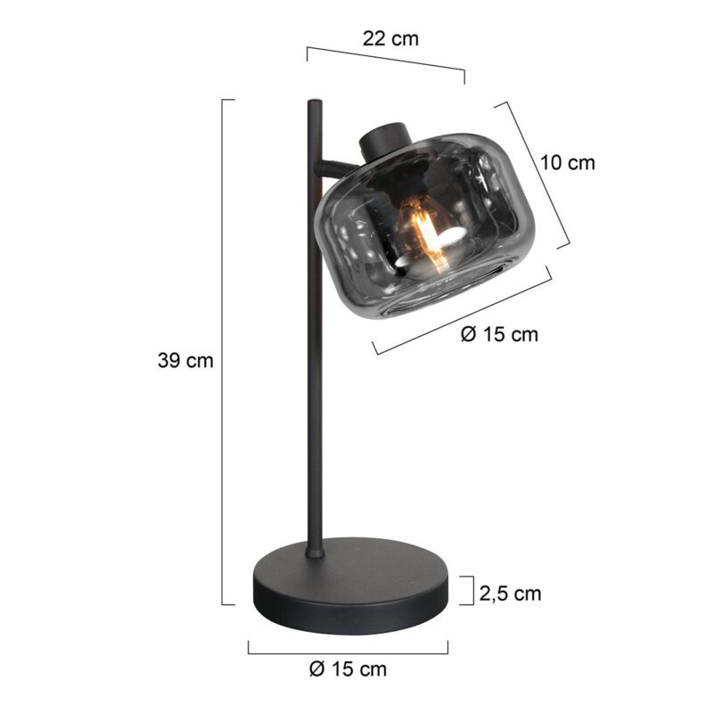 Zwarte 1-Lichts Tafellamp Tenebris 4212ZW – Stijlvol en Sfeervol Design - Afbeelding 6