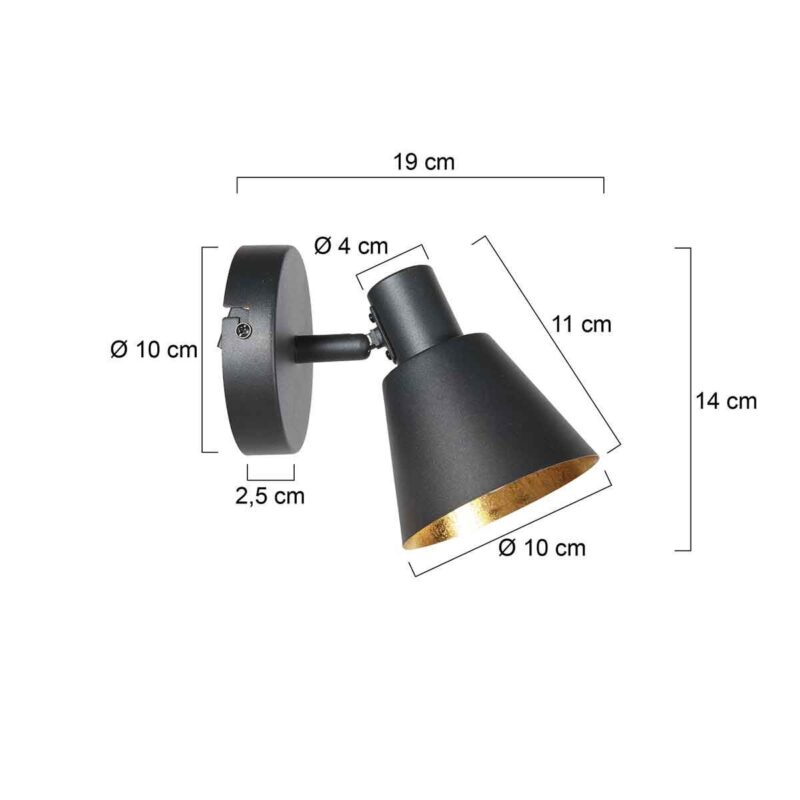 Aplique de pared Oeroe 1ZW, 4113 luz, color negro, con casquillo E14 - Imagen 6