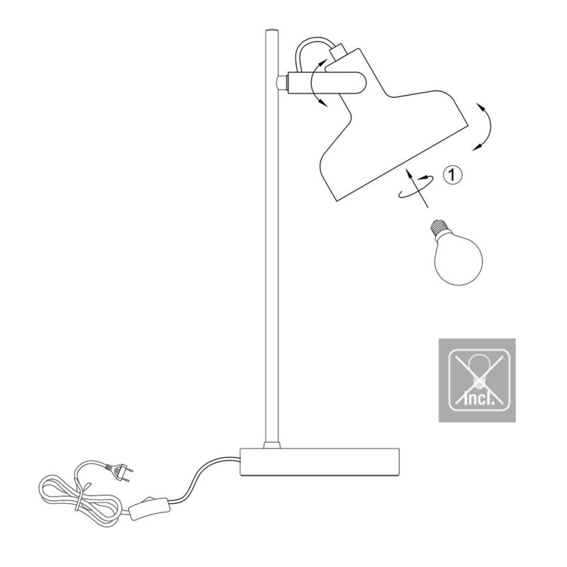 Zwarte 1 lichts tafellamp Prato 4120ZW met E14 fitting - Afbeelding 7