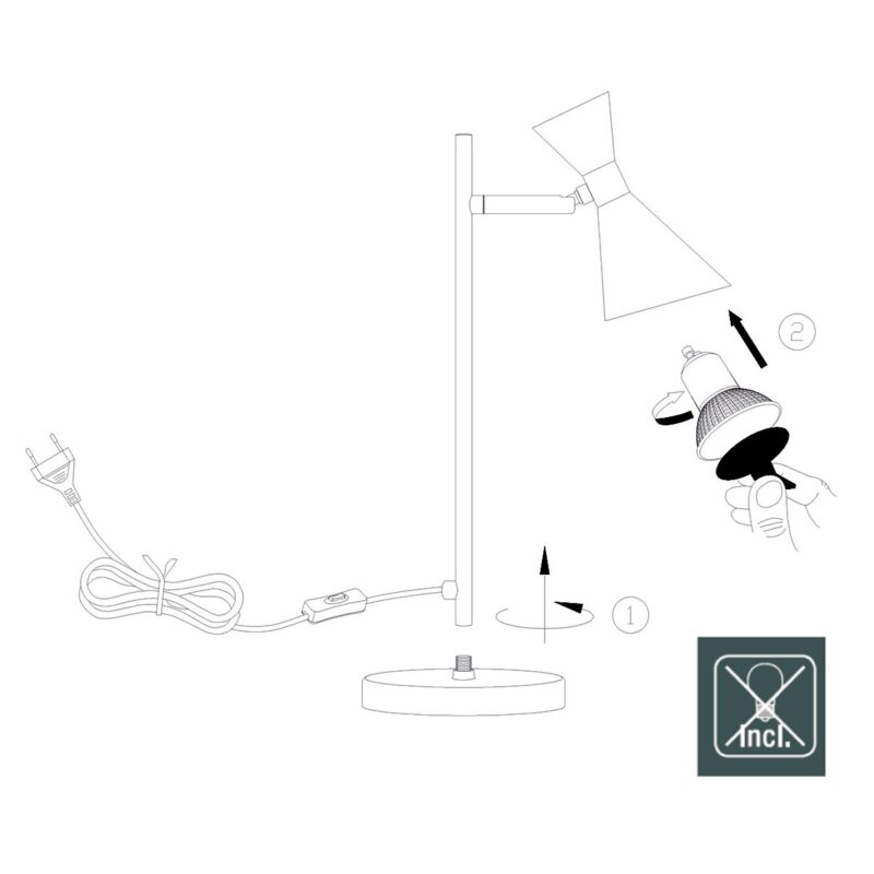 Zwarte 1 lichts tafellamp Preto 4111ZW met GU10 fitting - Afbeelding 7
