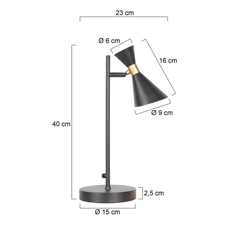 Zwarte 1 lichts tafellamp Preto 4111ZW met GU10 fitting - Afbeelding 6
