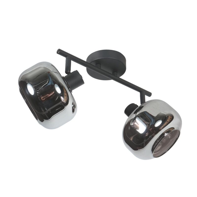Spot de plafond noir à 2 lampes Tenebris 4209ZW – Éclairage élégant avec verre fumé – Image 2