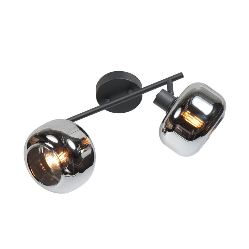 Spot de plafond noir à 2 lampes Tenebris 4209ZW – Éclairage élégant avec verre fumé – Image 7