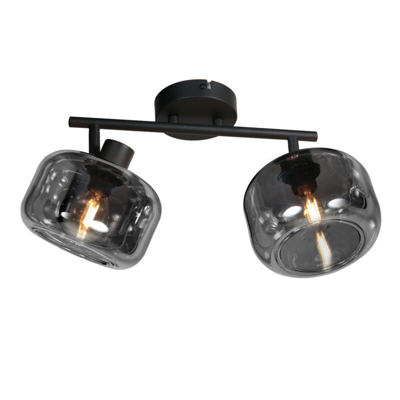 Spot de plafond noir à 2 lampes Tenebris 4209ZW – Éclairage élégant avec verre fumé – Image 10