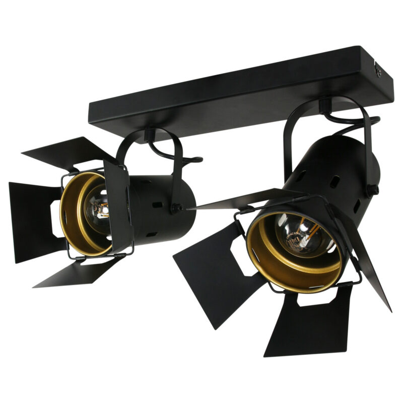 Zwarte 2 lichts plafondspot Carree 7997ZW met E27 fitting - Afbeelding 3