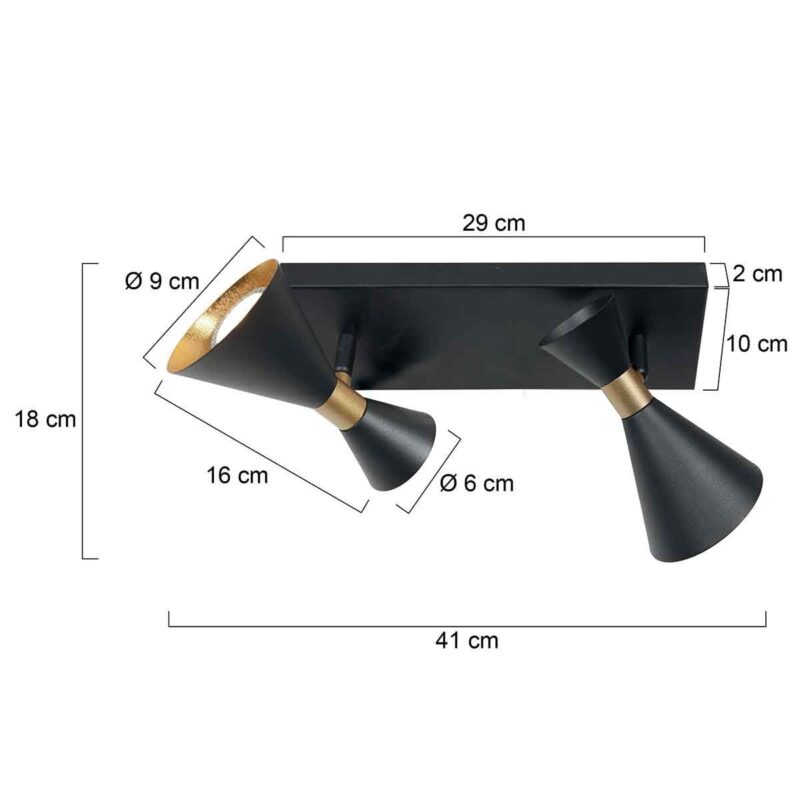 Zwarte 2 lichts spot Preto 4110ZW met GU10 fittingen - Afbeelding 6