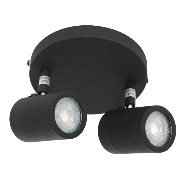 Zwarte 2-lichts spot Upround 2487ZW inclusief lichtbronnen - Afbeelding 2